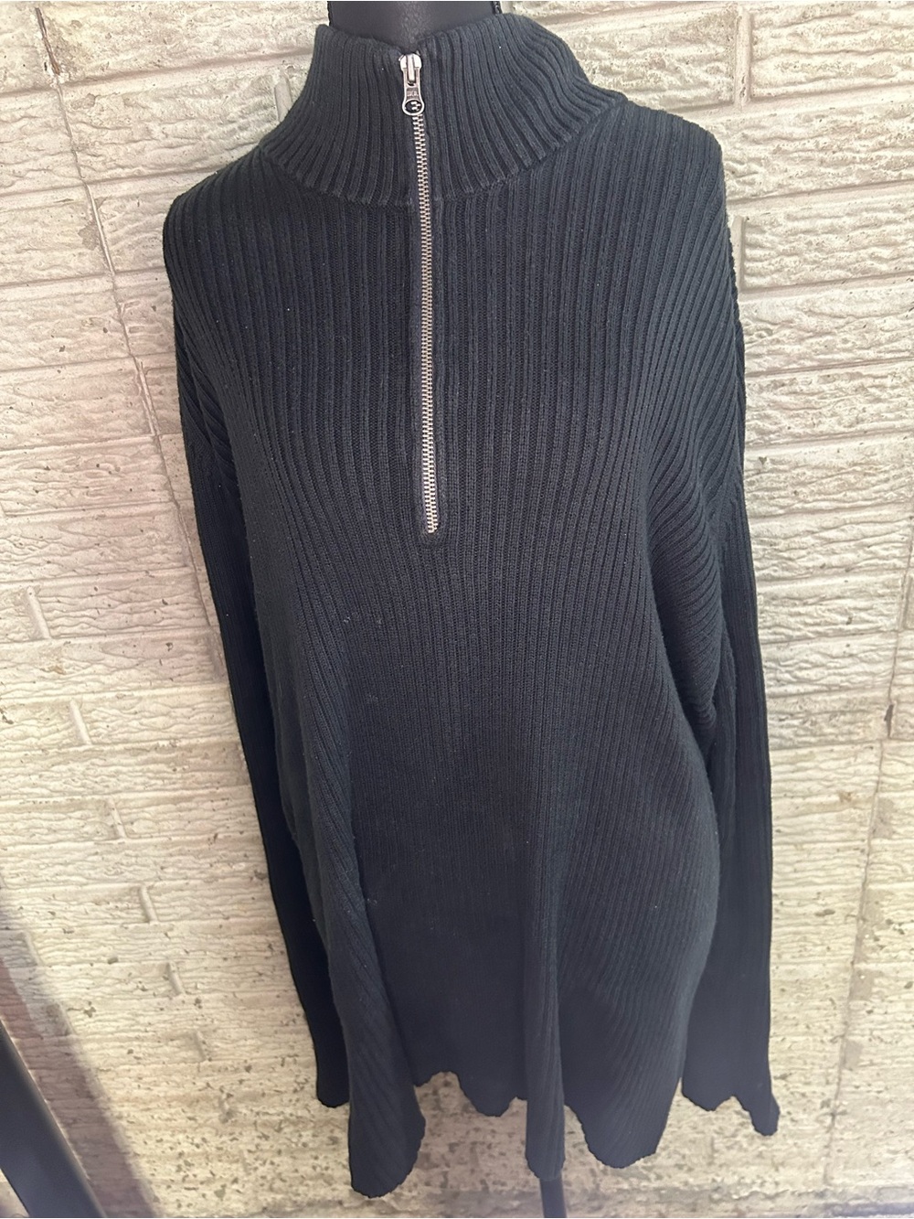 Converse One Star black ribbed quarter-zip pullover sweater Men’s Size XL